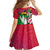 Saint Kitts and Nevis Apparel Family Matching Off The Shoulder Long Sleeve Dress and Hawaiian Shirt with National Coat of Arms and Cannon Graphic in Red and Green Cultural Pattern Design - Wonder Print Shop