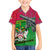 Saint Kitts and Nevis Apparel Family Matching Off The Shoulder Long Sleeve Dress and Hawaiian Shirt with National Coat of Arms and Cannon Graphic in Red and Green Cultural Pattern Design - Wonder Print Shop