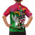 Saint Kitts and Nevis Apparel Family Matching Off Shoulder Short Dress and Hawaiian Shirt with National Coat of Arms and Cannon Graphic in Red and Green Cultural Pattern Design - Wonder Print Shop