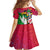 Saint Kitts and Nevis Apparel Family Matching Off Shoulder Short Dress and Hawaiian Shirt with National Coat of Arms and Cannon Graphic in Red and Green Cultural Pattern Design - Wonder Print Shop