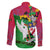 Saint Kitts and Nevis Apparel Family Matching Off Shoulder Short Dress and Hawaiian Shirt with National Coat of Arms and Cannon Graphic in Red and Green Cultural Pattern Design - Wonder Print Shop