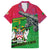 Saint Kitts and Nevis Apparel Family Matching Short Sleeve Bodycon Dress and Hawaiian Shirt with National Coat of Arms and Cannon Graphic in Red and Green Cultural Pattern Design - Wonder Print Shop