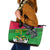 Saint Kitts and Nevis Apparel Leather Tote Bag with National Coat of Arms and Cannon Graphic in Red and Green Cultural Pattern Design - Wonder Print Shop