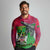 Saint Kitts and Nevis Apparel Long Sleeve Polo Shirt with National Coat of Arms and Cannon Graphic in Red and Green Cultural Pattern Design - Wonder Print Shop