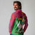 Saint Kitts and Nevis Apparel Long Sleeve Polo Shirt with National Coat of Arms and Cannon Graphic in Red and Green Cultural Pattern Design - Wonder Print Shop