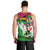 Saint Kitts and Nevis Apparel Men Tank Top with National Coat of Arms and Cannon Graphic in Red and Green Cultural Pattern Design - Wonder Print Shop