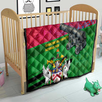 Saint Kitts and Nevis Apparel Quilt with National Coat of Arms and Cannon Graphic in Red and Green Cultural Pattern Design - Wonder Print Shop