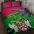 Saint Kitts and Nevis Apparel Quilt Bed Set with National Coat of Arms and Cannon Graphic in Red and Green Cultural Pattern Design - Wonder Print Shop