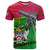 Saint Kitts and Nevis Apparel T Shirt with National Coat of Arms and Cannon Graphic in Red and Green Cultural Pattern Design - Wonder Print Shop