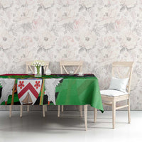 Saint Kitts and Nevis Apparel Tablecloth with National Coat of Arms and Cannon Graphic in Red and Green Cultural Pattern Design - Wonder Print Shop