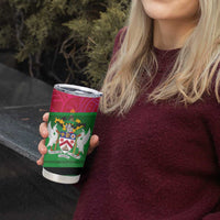Saint Kitts and Nevis Apparel Tumbler Cup with National Coat of Arms and Cannon Graphic in Red and Green Cultural Pattern Design - Wonder Print Shop