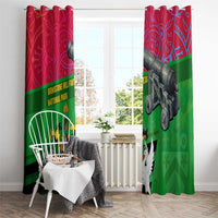 Saint Kitts and Nevis Apparel Window Curtain with National Coat of Arms and Cannon Graphic in Red and Green Cultural Pattern Design - Wonder Print Shop