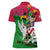 Saint Kitts and Nevis Apparel Women Polo Shirt with National Coat of Arms and Cannon Graphic in Red and Green Cultural Pattern Design - Wonder Print Shop
