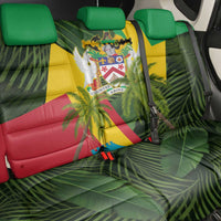 Saint Kitts and Nevis Apparel Back Car Seat Cover with Coat of Arms, Palm Trees, and Hammock Graphic in Tropical Green and Flag-Inspired Design - Wonder Print Shop