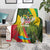 Saint Kitts and Nevis Apparel Blanket with Coat of Arms, Palm Trees, and Hammock Graphic in Tropical Green and Flag-Inspired Design - Wonder Print Shop
