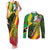 Saint Kitts and Nevis Apparel Couples Matching Tank Maxi Dress and Long Sleeve Button Shirt with Coat of Arms, Palm Trees, and Hammock Graphic in Tropical Green and Flag-Inspired Design - Wonder Print Shop