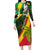 Saint Kitts and Nevis Apparel Family Matching Long Sleeve Bodycon Dress and Hawaiian Shirt with Coat of Arms, Palm Trees, and Hammock Graphic in Tropical Green and Flag-Inspired Design - Wonder Print Shop