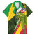 Saint Kitts and Nevis Apparel Family Matching Mermaid Dress and Hawaiian Shirt with Coat of Arms, Palm Trees, and Hammock Graphic in Tropical Green and Flag-Inspired Design - Wonder Print Shop