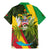 Saint Kitts and Nevis Apparel Family Matching Mermaid Dress and Hawaiian Shirt with Coat of Arms, Palm Trees, and Hammock Graphic in Tropical Green and Flag-Inspired Design - Wonder Print Shop