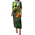 Saint Kitts and Nevis Apparel Family Matching Puletasi and Hawaiian Shirt with Coat of Arms, Palm Trees, and Hammock Graphic in Tropical Green and Flag-Inspired Design - Wonder Print Shop