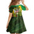 Saint Kitts and Nevis Apparel Family Matching Summer Maxi Dress and Hawaiian Shirt with Coat of Arms, Palm Trees, and Hammock Graphic in Tropical Green and Flag-Inspired Design - Wonder Print Shop