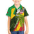 Saint Kitts and Nevis Apparel Family Matching Summer Maxi Dress and Hawaiian Shirt with Coat of Arms, Palm Trees, and Hammock Graphic in Tropical Green and Flag-Inspired Design - Wonder Print Shop