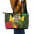 Saint Kitts and Nevis Apparel Leather Tote Bag with Coat of Arms, Palm Trees, and Hammock Graphic in Tropical Green and Flag-Inspired Design - Wonder Print Shop