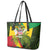Saint Kitts and Nevis Apparel Leather Tote Bag with Coat of Arms, Palm Trees, and Hammock Graphic in Tropical Green and Flag-Inspired Design - Wonder Print Shop