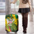 Saint Kitts and Nevis Apparel Luggage Cover with Coat of Arms, Palm Trees, and Hammock Graphic in Tropical Green and Flag-Inspired Design - Wonder Print Shop