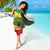 Saint Kitts and Nevis Apparel Sarong with Coat of Arms, Palm Trees, and Hammock Graphic in Tropical Green and Flag-Inspired Design - Wonder Print Shop