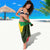 Saint Kitts and Nevis Apparel Sarong with Coat of Arms, Palm Trees, and Hammock Graphic in Tropical Green and Flag-Inspired Design - Wonder Print Shop