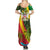 Saint Kitts and Nevis Apparel Summer Maxi Dress with Coat of Arms, Palm Trees, and Hammock Graphic in Tropical Green and Flag-Inspired Design - Wonder Print Shop