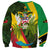 Saint Kitts and Nevis Apparel Sweatshirt with Coat of Arms, Palm Trees, and Hammock Graphic in Tropical Green and Flag-Inspired Design - Wonder Print Shop