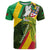 Saint Kitts and Nevis Apparel T Shirt with Coat of Arms, Palm Trees, and Hammock Graphic in Tropical Green and Flag-Inspired Design - Wonder Print Shop