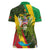 Saint Kitts and Nevis Apparel Women Polo Shirt with Coat of Arms, Palm Trees, and Hammock Graphic in Tropical Green and Flag-Inspired Design - Wonder Print Shop