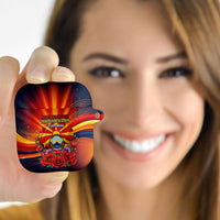 North Macedonia Independence Day AirPods Case Balkan Lynx Red Poppy Flowers Church Flag
