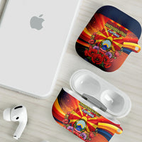 North Macedonia Independence Day AirPods Case Balkan Lynx Red Poppy Flowers Church Flag