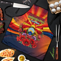 North Macedonia Independence Day Apron Balkan Lynx Red Poppy Flowers Church Flag
