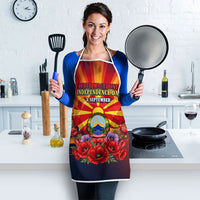 North Macedonia Independence Day Apron Balkan Lynx Red Poppy Flowers Church Flag