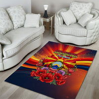 North Macedonia Independence Day Area Rug Balkan Lynx Red Poppy Flowers Church Flag