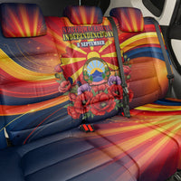 North Macedonia Independence Day Back Car Seat Cover Balkan Lynx Red Poppy Flowers Church Flag