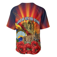 North Macedonia Independence Day Baseball Jersey Balkan Lynx Red Poppy Flowers Church Flag