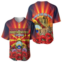 North Macedonia Independence Day Baseball Jersey Balkan Lynx Red Poppy Flowers Church Flag
