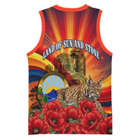North Macedonia Independence Day Basketball Jersey Balkan Lynx Red Poppy Flowers Church Flag