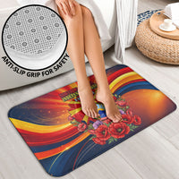 North Macedonia Independence Day Bathroom Set Balkan Lynx Red Poppy Flowers Church Flag