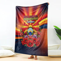 North Macedonia Independence Day Blanket Balkan Lynx Red Poppy Flowers Church Flag