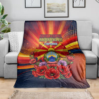 North Macedonia Independence Day Blanket Balkan Lynx Red Poppy Flowers Church Flag