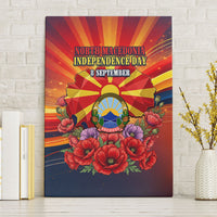 North Macedonia Independence Day Canvas Wall Art Balkan Lynx Red Poppy Flowers Church Flag
