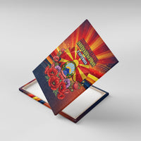 North Macedonia Independence Day Canvas Wall Art Balkan Lynx Red Poppy Flowers Church Flag