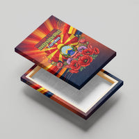 North Macedonia Independence Day Canvas Wall Art Balkan Lynx Red Poppy Flowers Church Flag